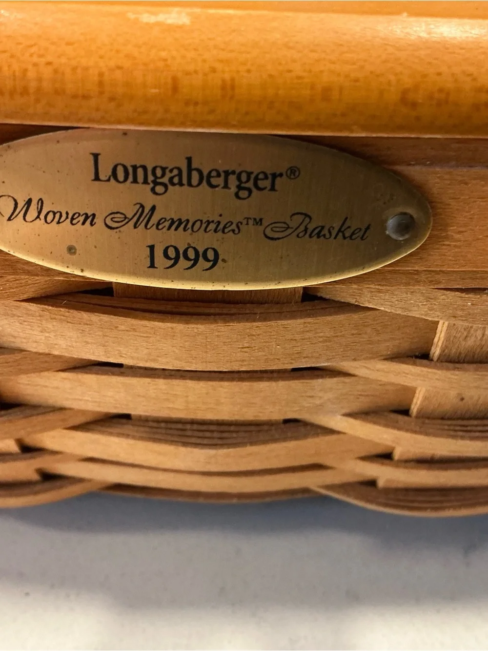 1999 Longaberger woven memories basketball woven with plaid blue lid